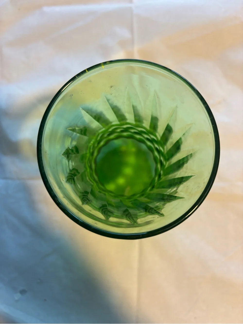 Vintage Green Glass Vase with Swirls, Anchor Hocking Bud Vase